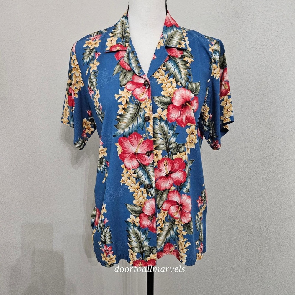 VTG Orchid Designs Button Up Shirt Floral Made in Hawaii Women sz‎ S Uncommon